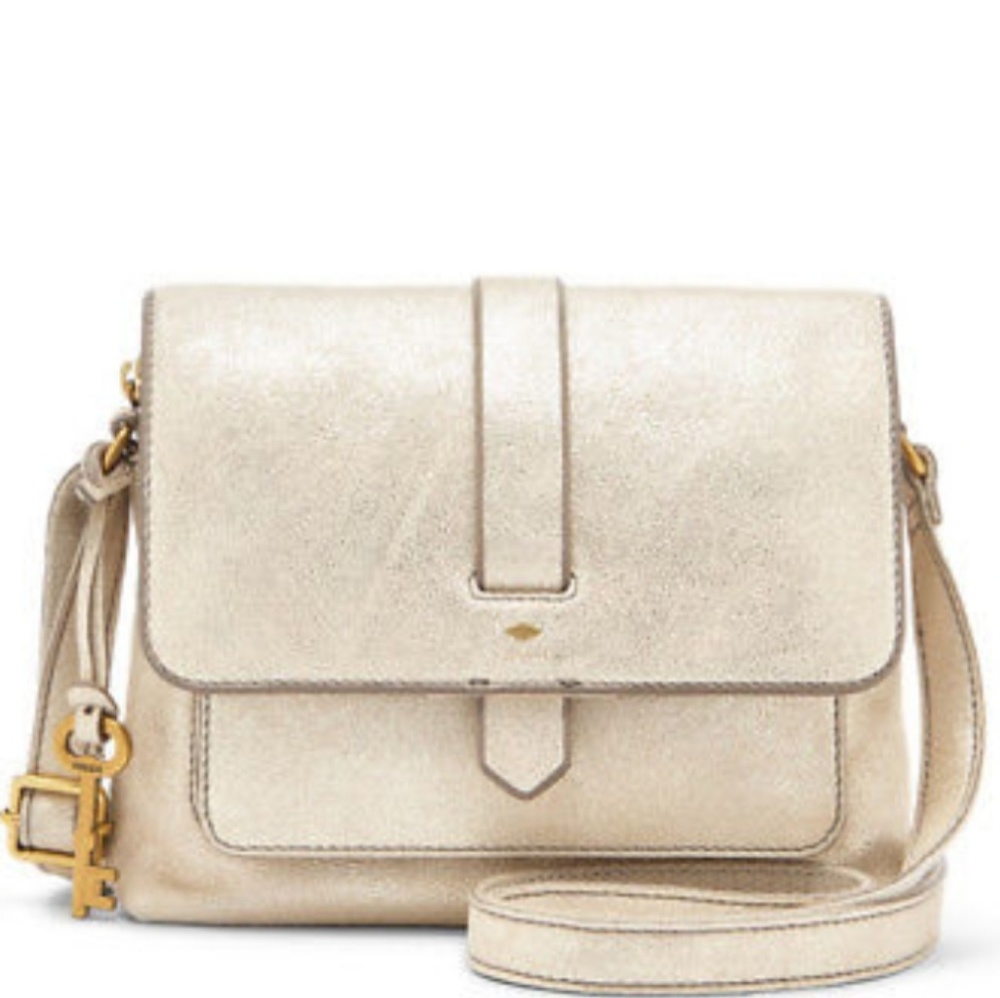 Gold metallic fossil crossbody
